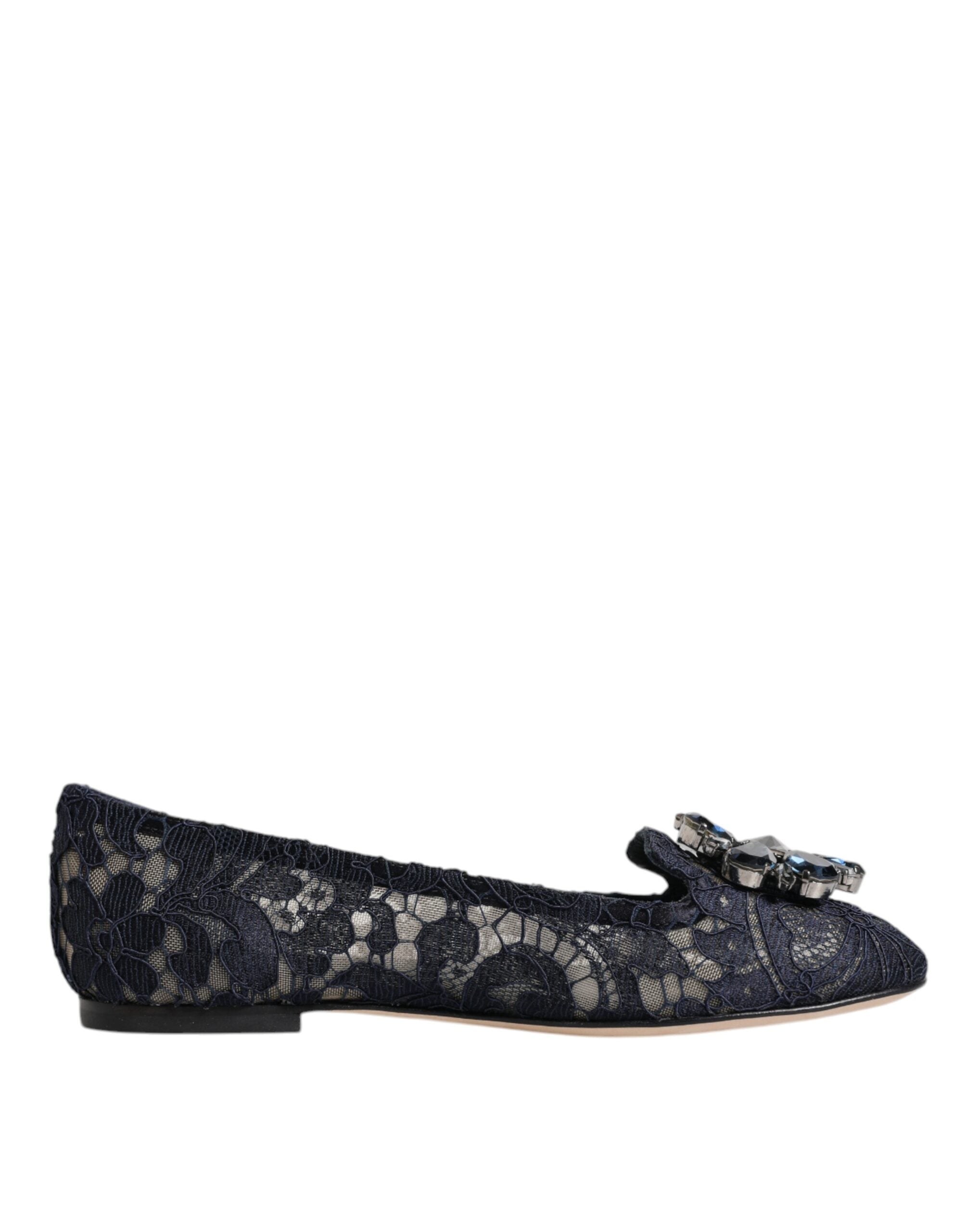 Dolce & Gabbana Blue Taormina Lace Crystals Flats Shoes -   -  Dolce & Gabbana. Dolce & Gabbana Blue Taormina Lace Crystals Flats Shoes -   -  Dolce & Gabbana.