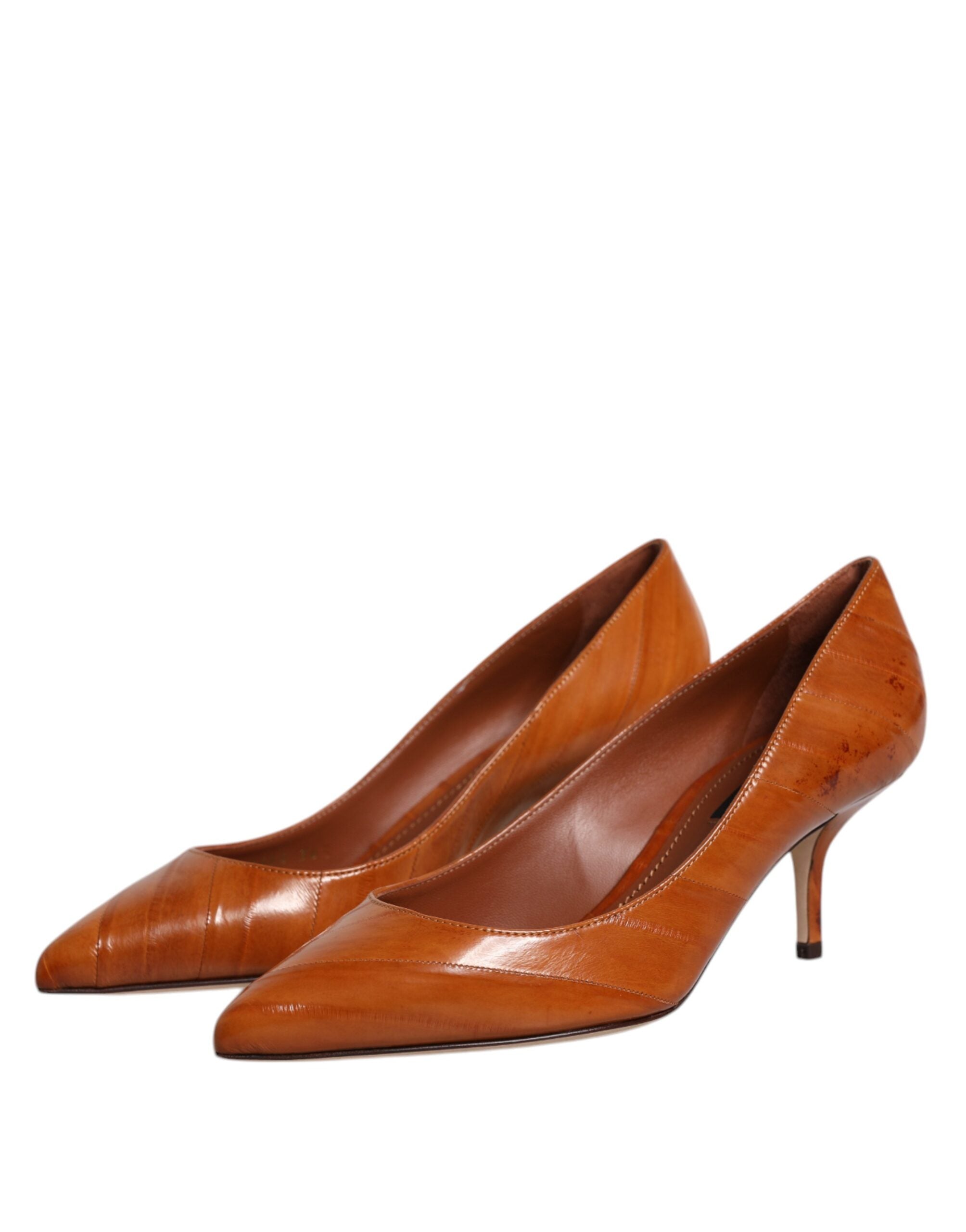 Dolce & Gabbana Brown Leather Kitten Heels Pumps Shoes -   -  Dolce & Gabbana. Dolce & Gabbana Brown Leather Kitten Heels Pumps Shoes -   -  Dolce & Gabbana.