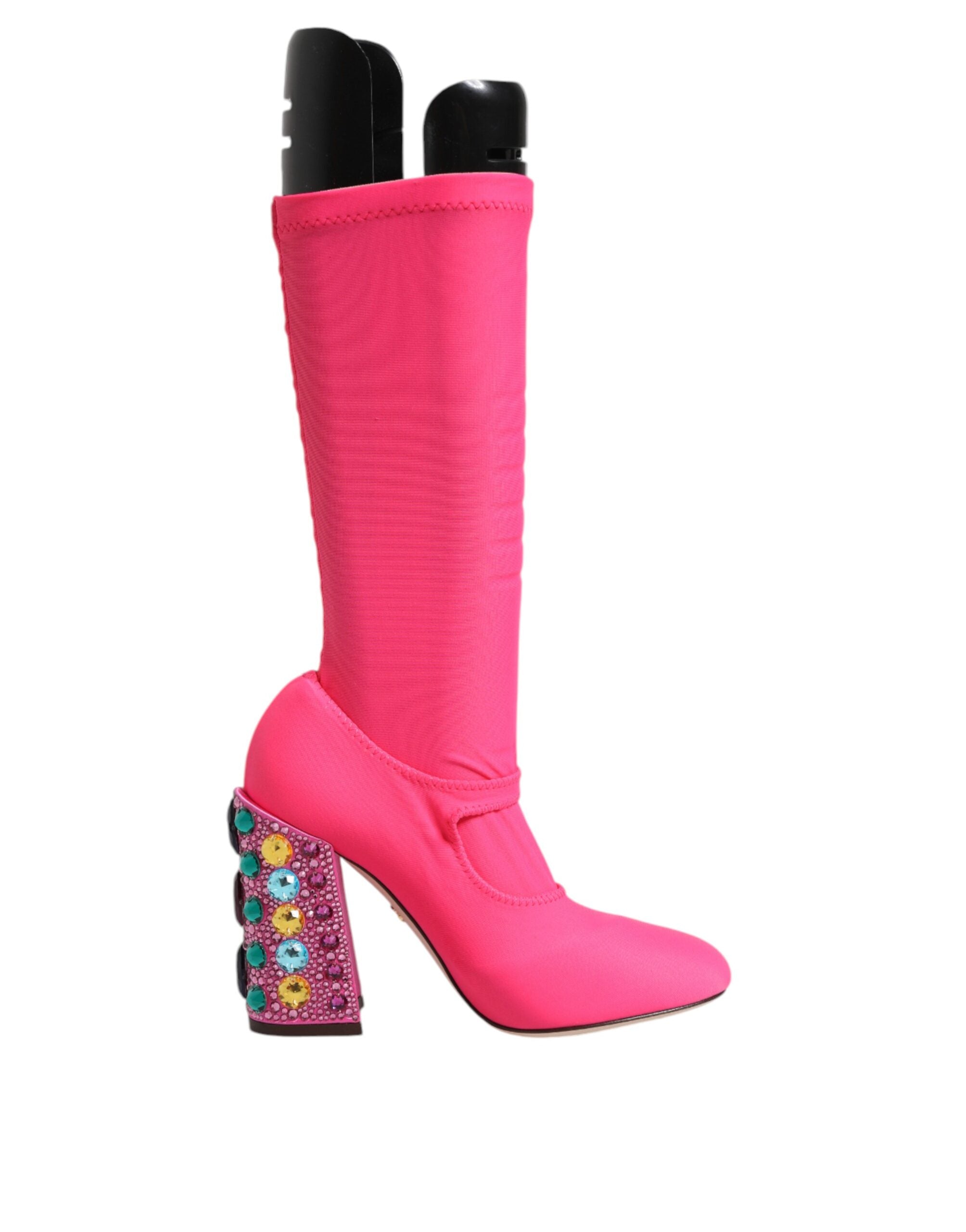 Dolce & Gabbana Pink Nylon Crystal Vally High Boots Shoes -   -  Dolce & Gabbana.