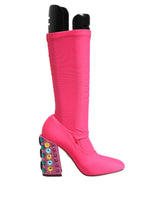 Dolce & Gabbana Pink Nylon Crystal Vally High Boots Shoes -   -  Dolce & Gabbana.