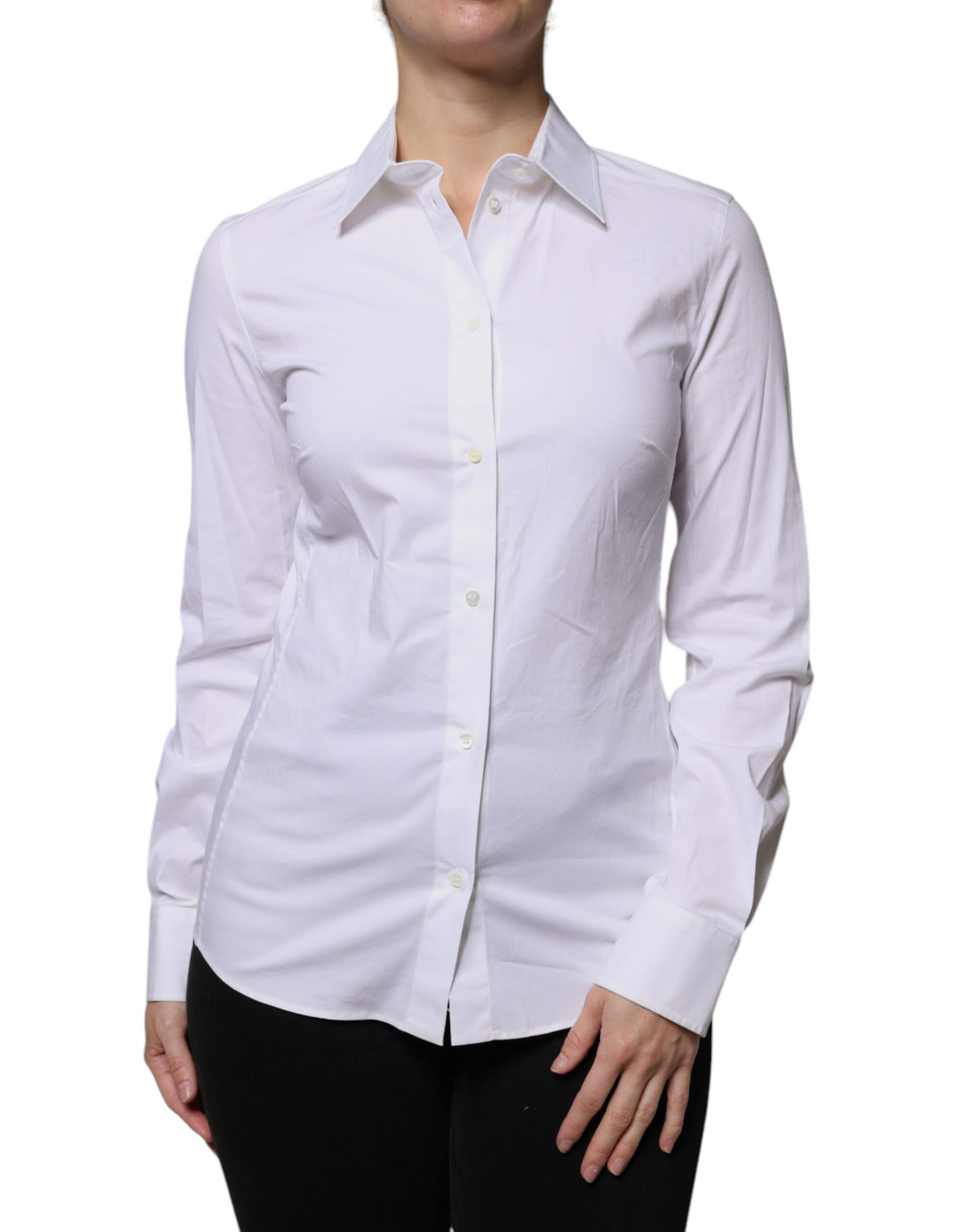 Dolce & Gabbana White Cotton Collared Long Sleeves Shirt Top -   -  Dolce & Gabbana.