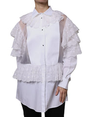 Dolce & Gabbana White Cotton Poplin Shirt Dress Blouse Top -   -  Dolce & Gabbana.