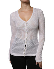 Dolce & Gabbana White Silk Button Down Cardigan Sweater -   -  Dolce & Gabbana.