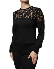 Dolce & Gabbana Black Floral Lace Silk Pullover Blouse Top -   -  Dolce & Gabbana.
