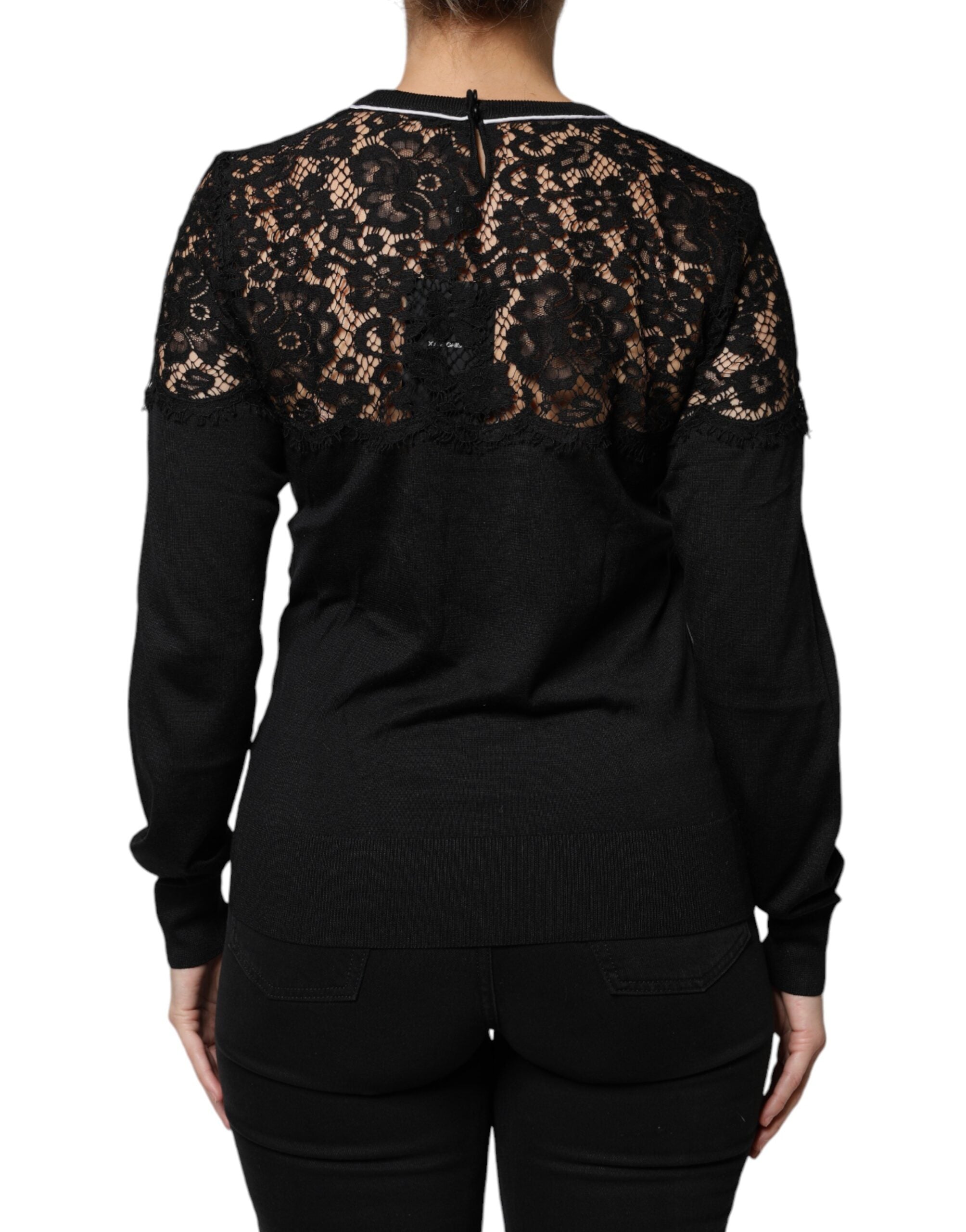 Dolce & Gabbana Black Floral Lace Silk Pullover Blouse Top -   -  Dolce & Gabbana. Dolce & Gabbana Black Floral Lace Silk Pullover Blouse Top -   -  Dolce & Gabbana.