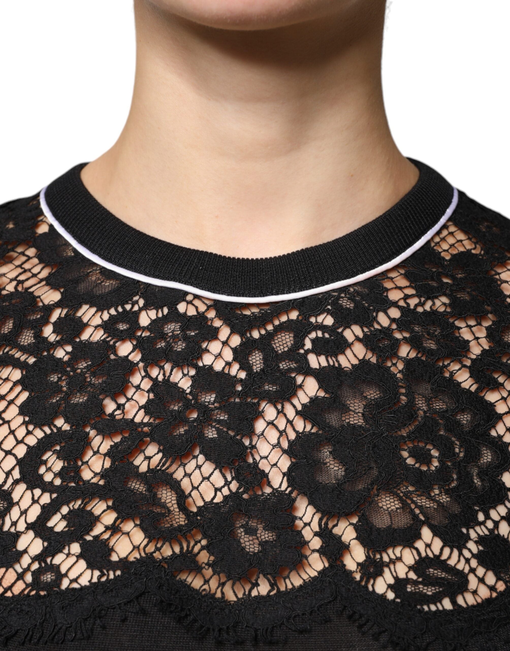 Dolce & Gabbana Black Floral Lace Silk Pullover Blouse Top -   -  Dolce & Gabbana. Dolce & Gabbana Black Floral Lace Silk Pullover Blouse Top -   -  Dolce & Gabbana.