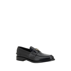 Prada Black Leather Logo Loafers -   -  Prada.