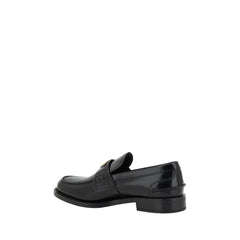 Prada Black Leather Logo Loafers -   -  Prada.