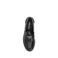 Prada Black Leather Logo Loafers -   -  Prada.