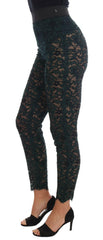 Dolce & Gabbana Green Floral Lace Leggings Pants -   -  Dolce & Gabbana.