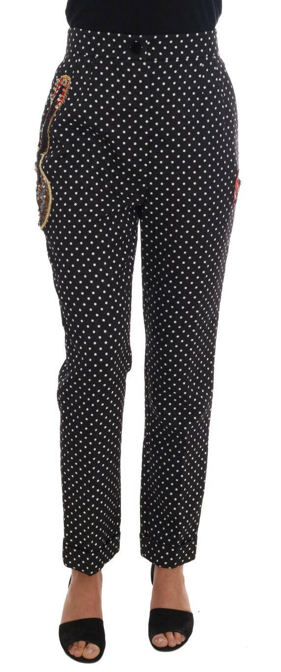 Dolce & Gabbana Black Polka Dot Sicily Crystal Pants -   -  Dolce & Gabbana.