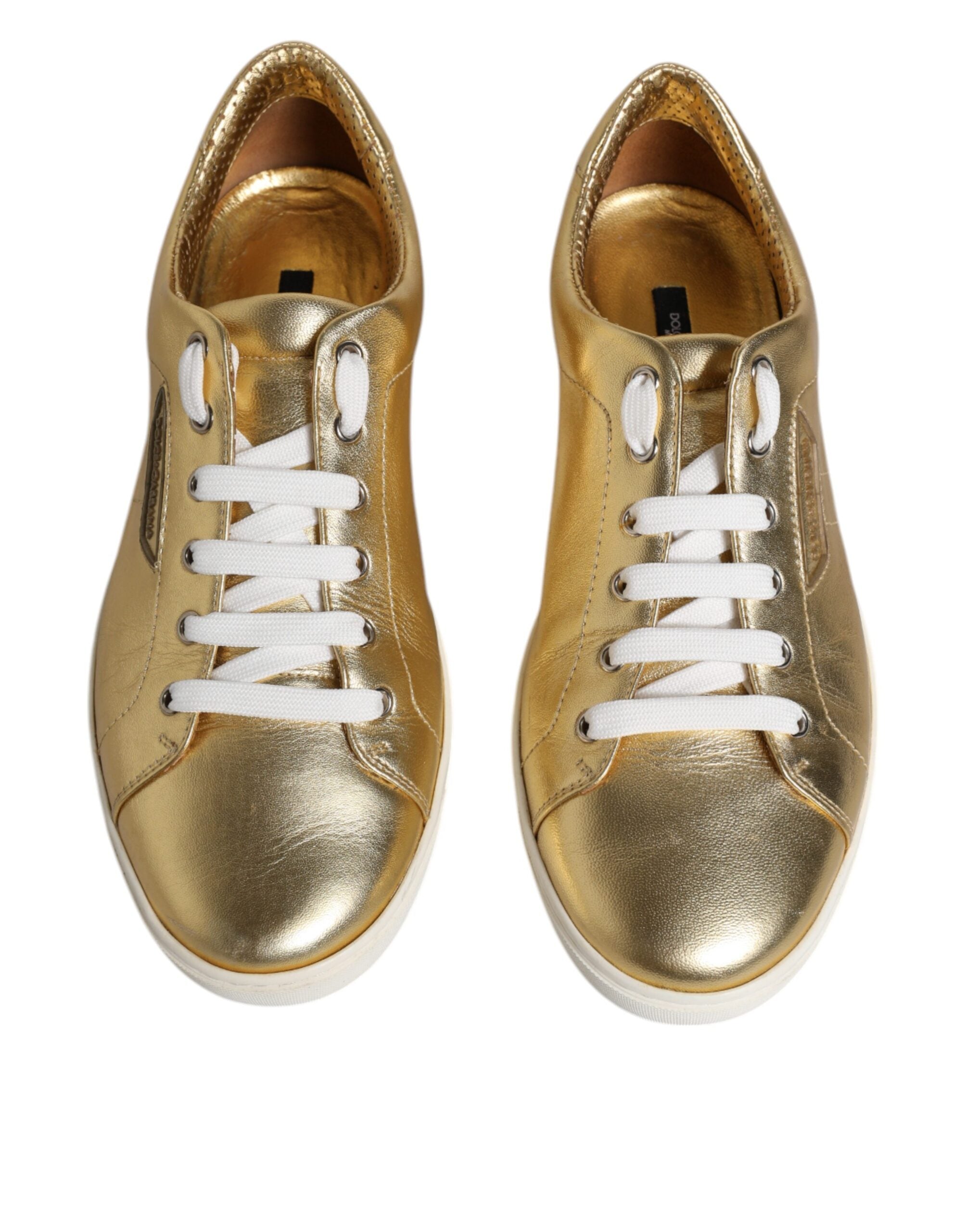 Dolce & Gabbana Gold Leather Logo London Men Sneakers Shoes -   -  Dolce & Gabbana. Dolce & Gabbana Gold Leather Logo London Men Sneakers Shoes -   -  Dolce & Gabbana.