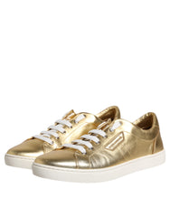 Dolce & Gabbana Gold Leather Logo London Men Sneakers Shoes -   -  Dolce & Gabbana.
