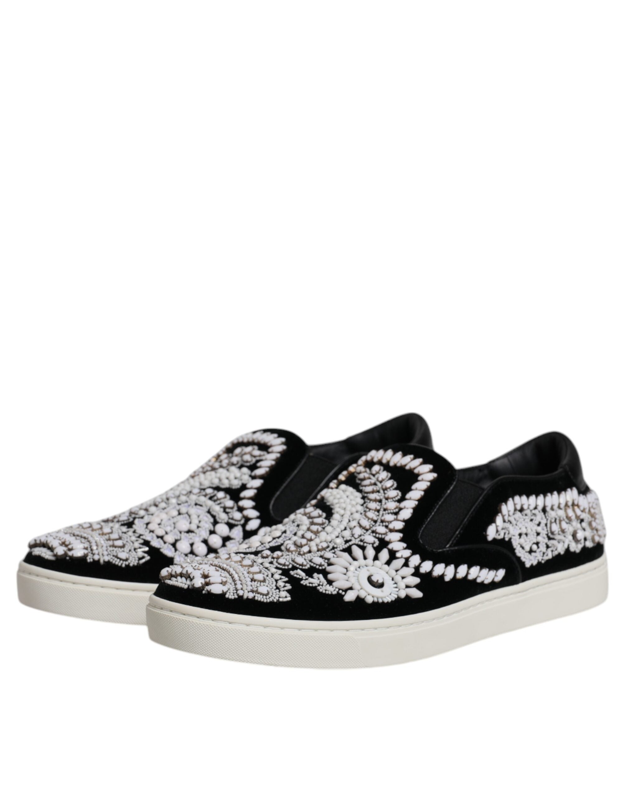 Dolce & Gabbana Black Embellished London Men Slip On Shoes -   -  Dolce & Gabbana. Dolce & Gabbana Black Embellished London Men Slip On Shoes -   -  Dolce & Gabbana.