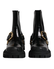 Dolce & Gabbana Black Leather Slip On Stretch Trekking Boots Shoes -   -  Dolce & Gabbana.