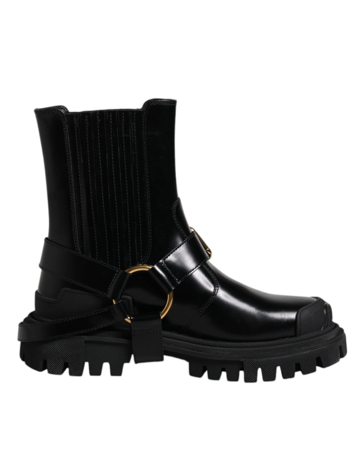 Dolce & Gabbana Black Leather Slip On Stretch Trekking Boots Shoes -   -  Dolce & Gabbana.