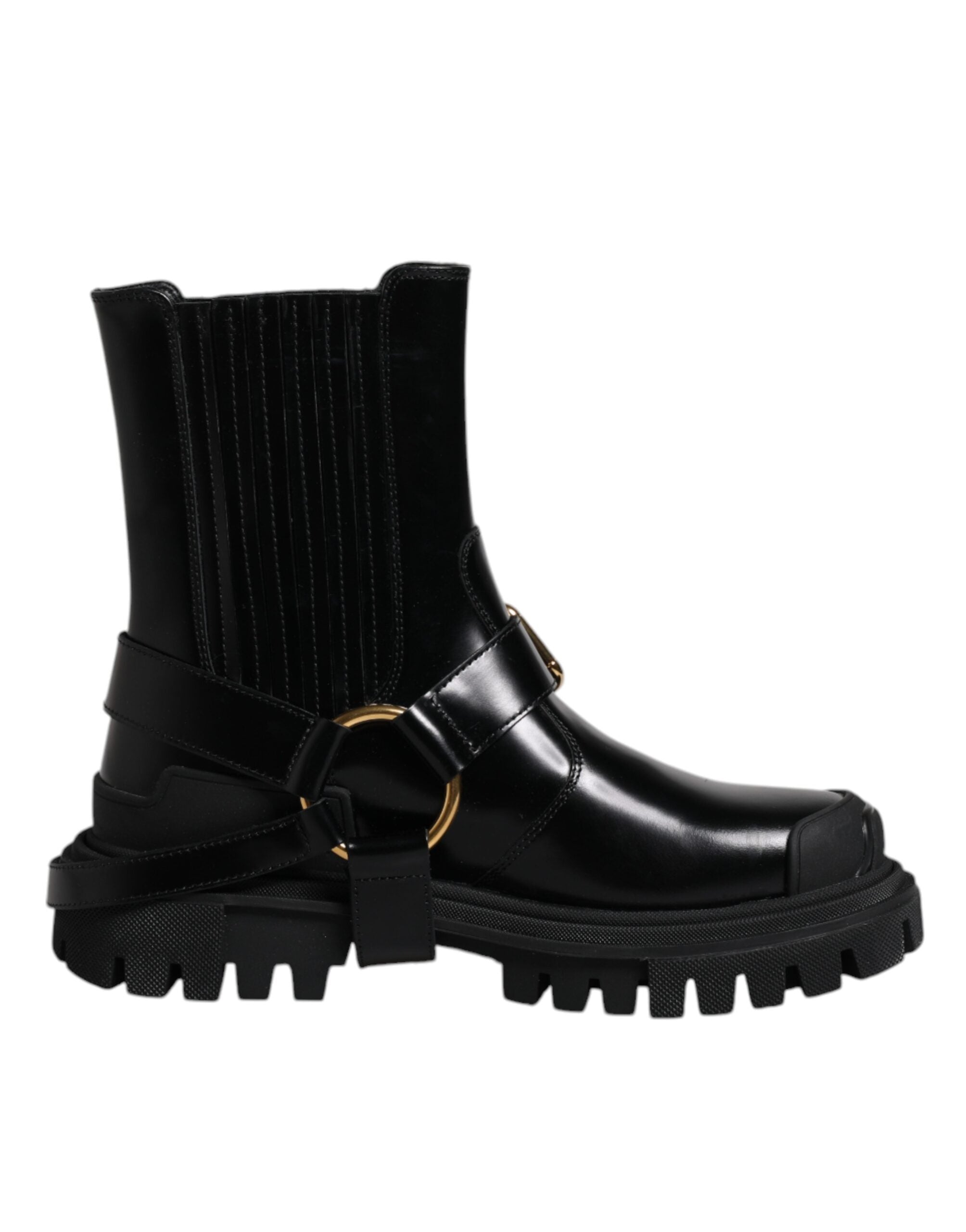 Dolce & Gabbana Black Leather Slip On Stretch Trekking Boots Shoes -   -  Dolce & Gabbana. Dolce & Gabbana Black Leather Slip On Stretch Trekking Boots Shoes -   -  Dolce & Gabbana.