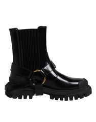 Dolce & Gabbana Black Leather Slip On Stretch Trekking Boots Shoes -   -  Dolce & Gabbana.