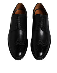 Dolce & Gabbana Black Leather Derby Wingtip Formal Shoes -   -  Dolce & Gabbana.