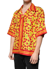 Dolce & Gabbana Yellow Cherry Button Down Silk Casual Shirt -   -  Dolce & Gabbana.