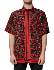 Dolce & Gabbana Black Cherry Silk Button Down Casual Shirt -   -  Dolce & Gabbana.