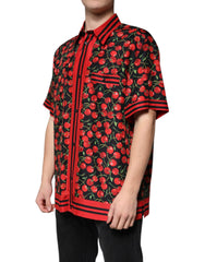 Dolce & Gabbana Black Cherry Silk Button Down Casual Shirt -   -  Dolce & Gabbana.