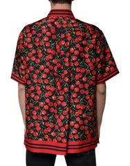 Dolce & Gabbana Black Cherry Silk Button Down Casual Shirt -   -  Dolce & Gabbana.