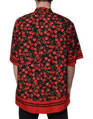 Dolce & Gabbana Black Cherry Cotton Button Down Casual Shirt -   -  Dolce & Gabbana.