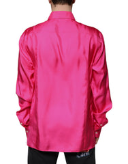 Dolce & Gabbana Pink Silk Collared Button Down Men Shirt -   -  Dolce & Gabbana.