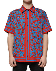 Dolce & Gabbana Blue Cherry Cotton Button Down Casual Shirt -   -  Dolce & Gabbana.