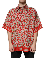 Dolce & Gabbana Beige Cherry Button Down Men Casual Shirt -   -  Dolce & Gabbana.