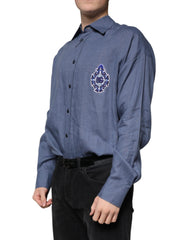 Dolce & Gabbana Blue Logo Long Sleeve Button Down Casual Shirt -   -  Dolce & Gabbana.