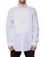 Dolce & Gabbana White Bib Cotton Poplin GOLD Formal Shirt -   -  Dolce & Gabbana.