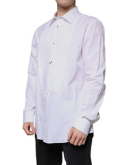 Dolce & Gabbana White Bib Cotton Poplin GOLD Formal Shirt -   -  Dolce & Gabbana.