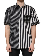 Dolce & Gabbana Black White Striped Button Down Casual Shirt - - Dolce & Gabbana.