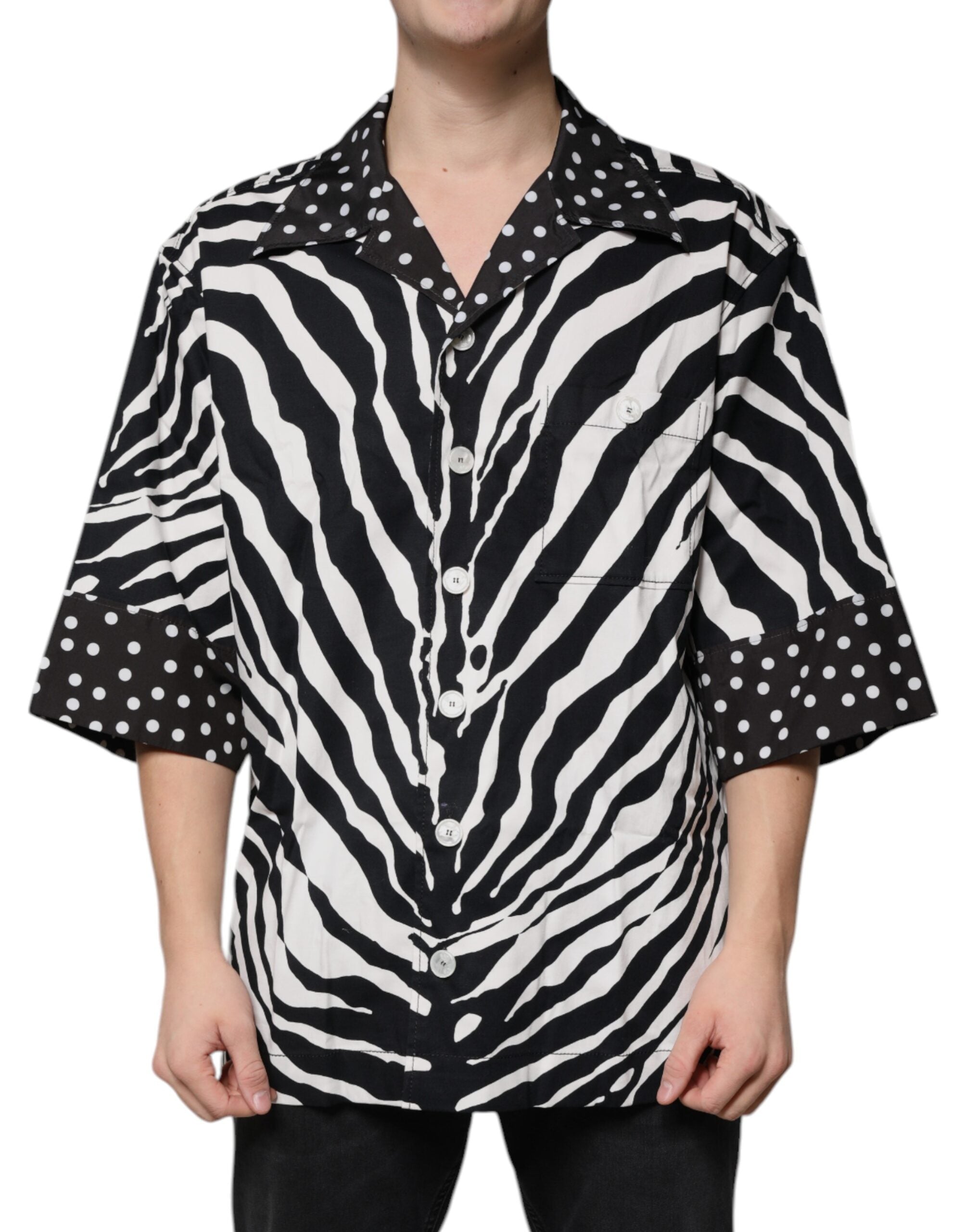 Dolce & Gabbana Black White Zebra Button Down Oversize Shirt -   -  Dolce & Gabbana.