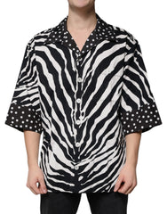 Dolce & Gabbana Black White Zebra Button Down Oversize Shirt -   -  Dolce & Gabbana.