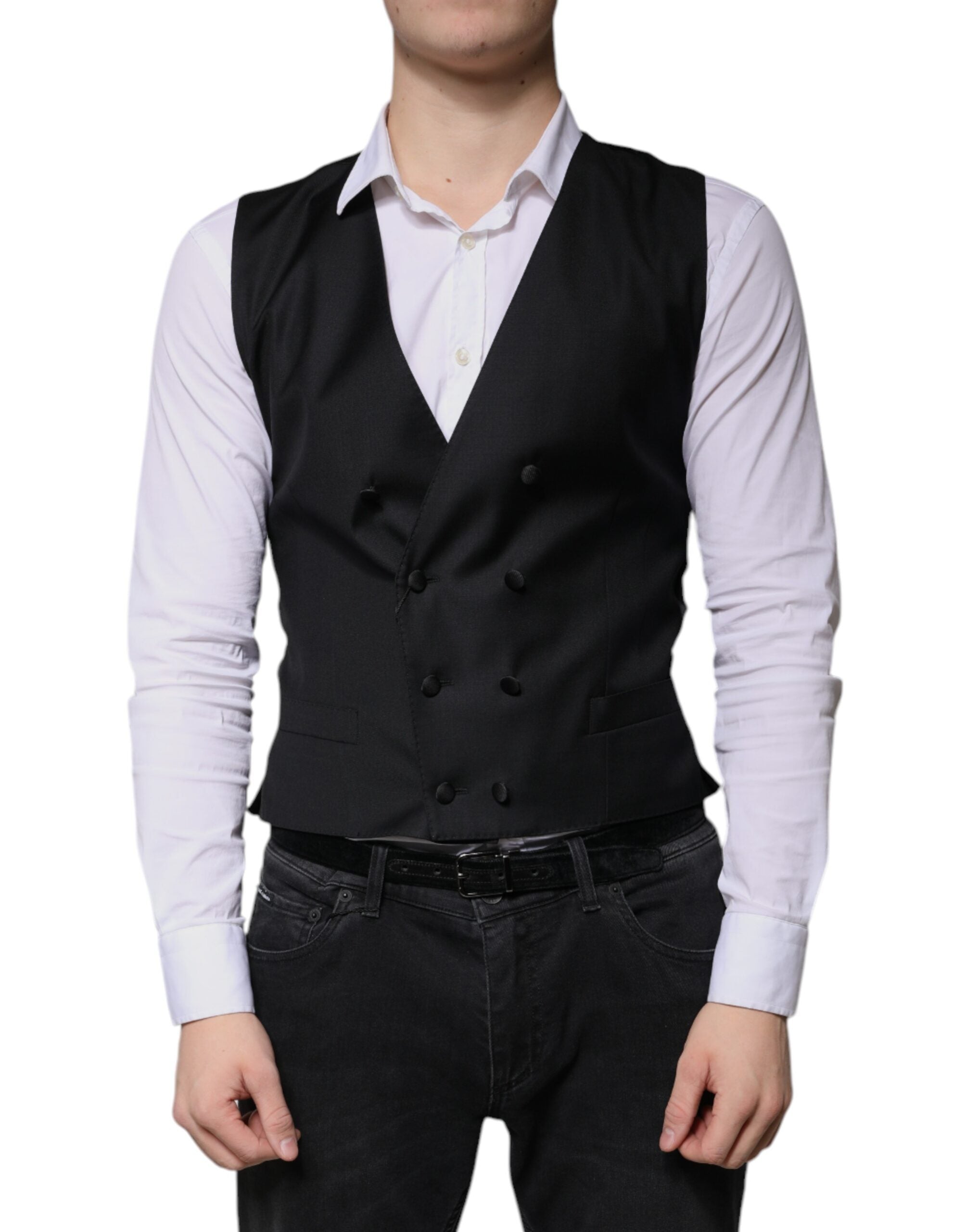 Dolce & Gabbana Black Wool Formal Dress Men Waistcoat Vest -   -  Dolce & Gabbana.