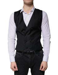 Dolce & Gabbana Black Wool Formal Dress Men Waistcoat Vest -   -  Dolce & Gabbana.