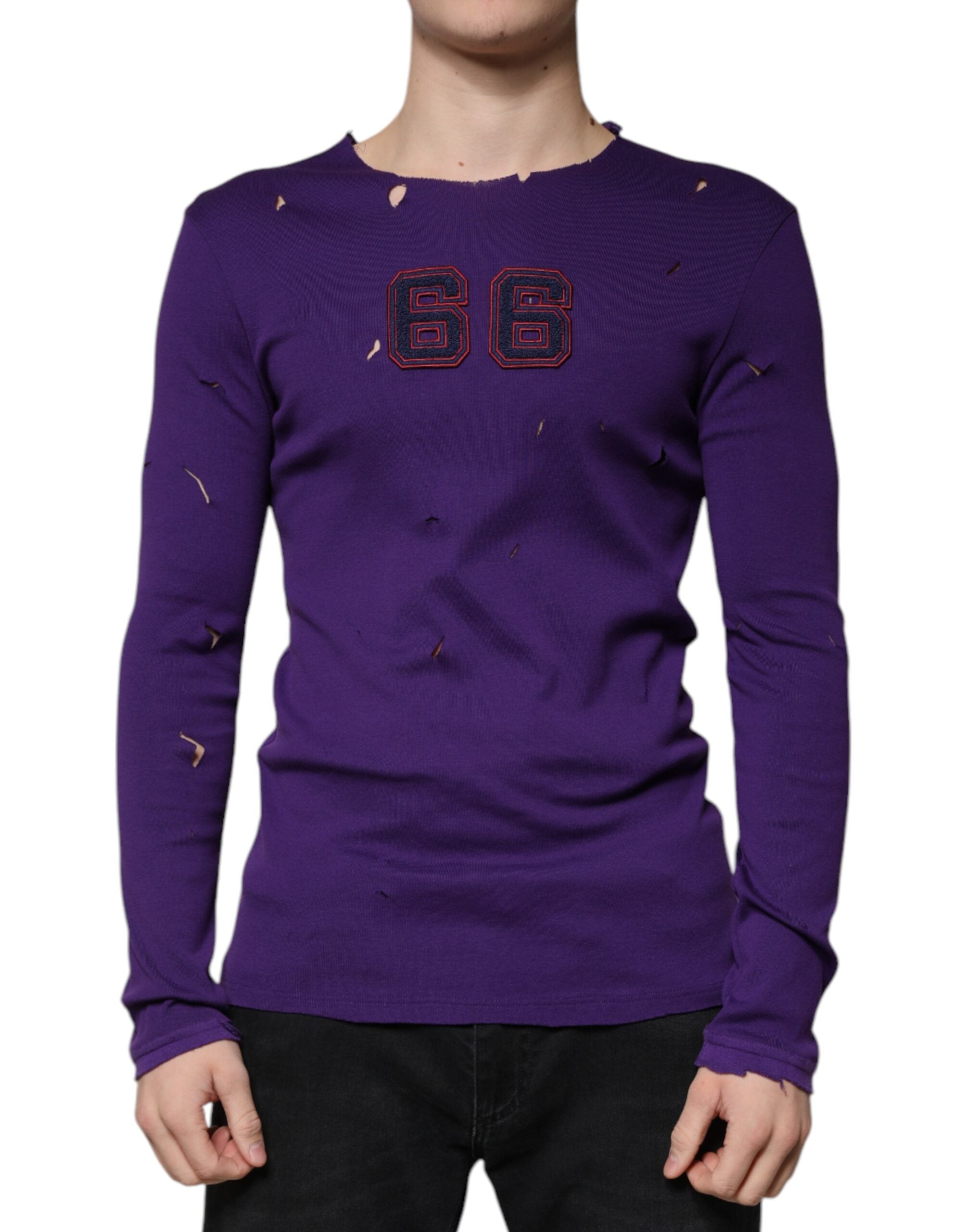 Dolce & Gabbana Purple Cotton Round Neck Pullover Men Sweater -   -  Dolce & Gabbana.