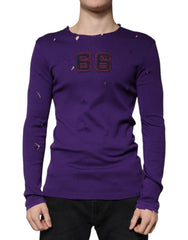 Dolce & Gabbana Purple Cotton Round Neck Pullover Men Sweater -   -  Dolce & Gabbana.
