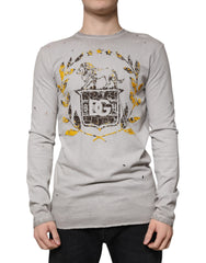 Dolce & Gabbana Gray Printed Cotton Crewneck Pullover Sweater -   -  Dolce & Gabbana.