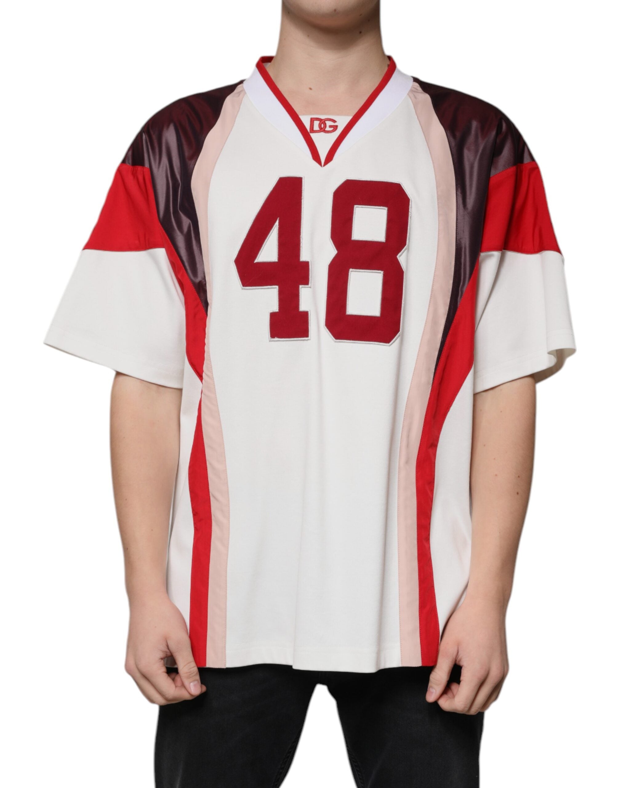 Dolce & Gabbana Multicolor Logo Jersey Cotton V-neck T-shirt -   -  Dolce & Gabbana.