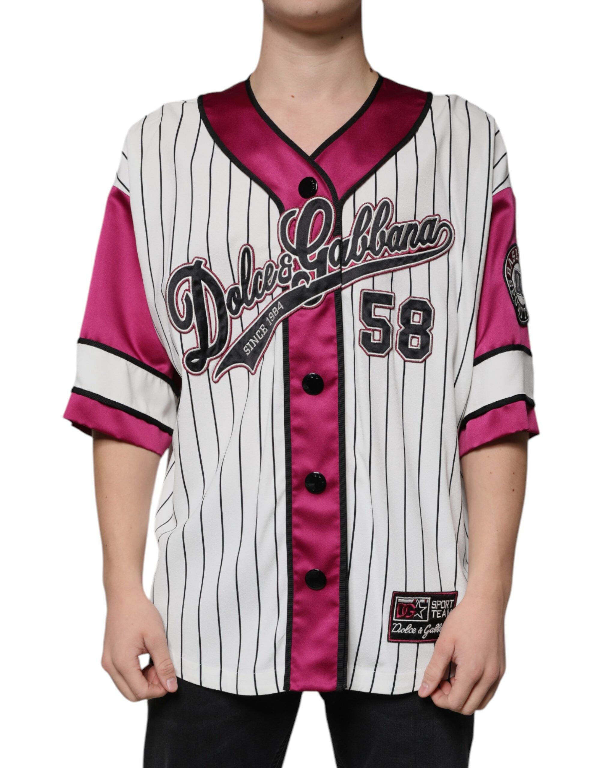 Dolce & Gabbana Multicolor Logo Jersey Button V-neck T-shirt -   -  Dolce & Gabbana.