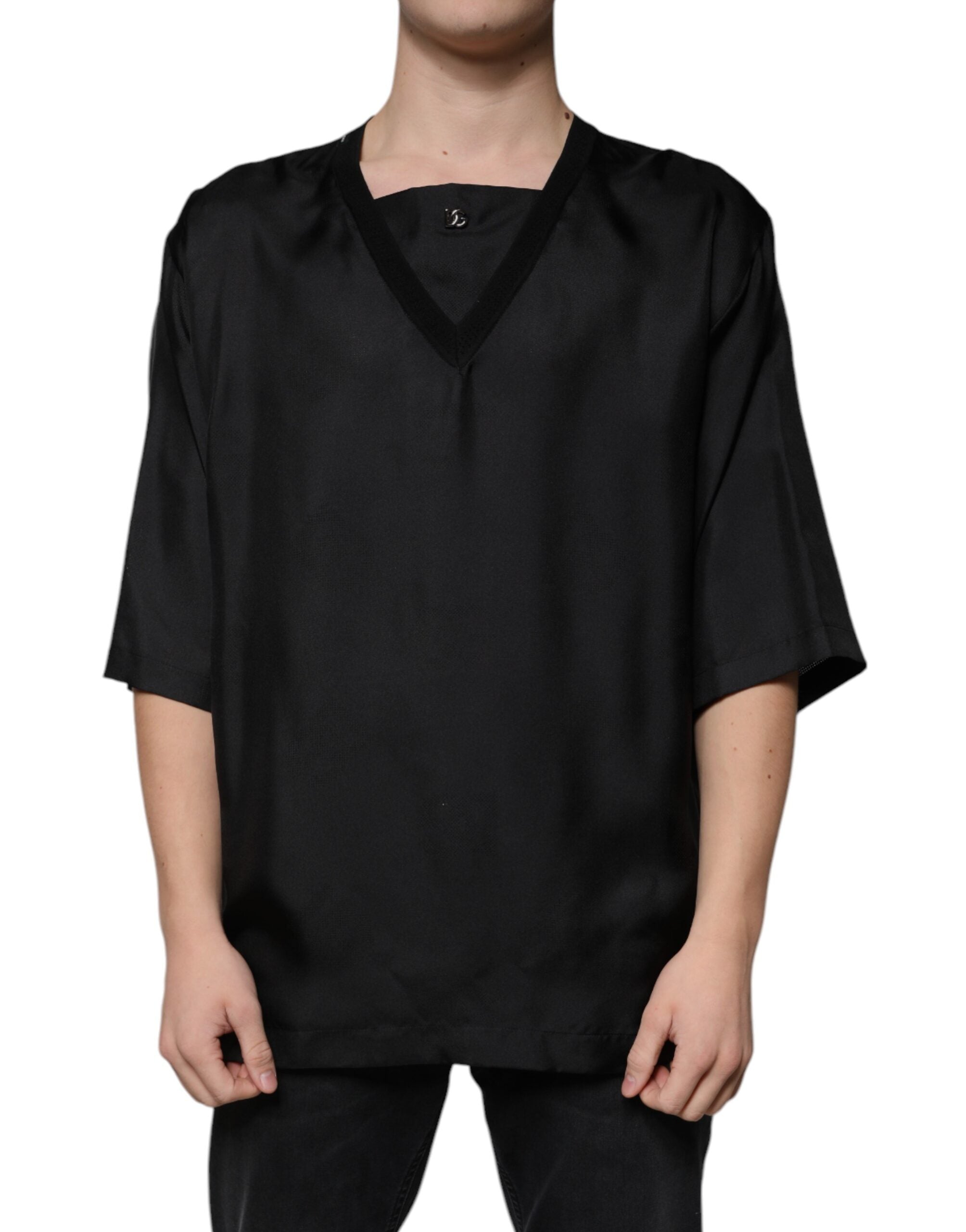Dolce & Gabbana Black Cotton Square Neck Short Sleeve T-shirt -   -  Dolce & Gabbana.
