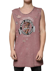 Dolce & Gabbana Brown Cotton Round Neck Sleeveless T-shirt - - Dolce & Gabbana.