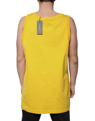 Dolce & Gabbana Yellow Cotton Round Neck Sleeveless T-shirt -   -  Dolce & Gabbana.