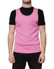 Dolce & Gabbana Pink Cotton Round Neck Sleeveless T-shirt -   -  Dolce & Gabbana.