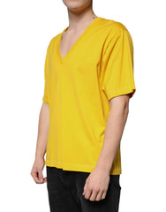 Dolce & Gabbana Yellow Cotton V-neck Short Sleeves T-shirt -   -  Dolce & Gabbana.