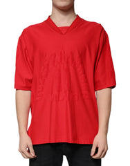 Dolce & Gabbana Red Cotton V-neck Short Sleeves T-shirt -   -  Dolce & Gabbana.